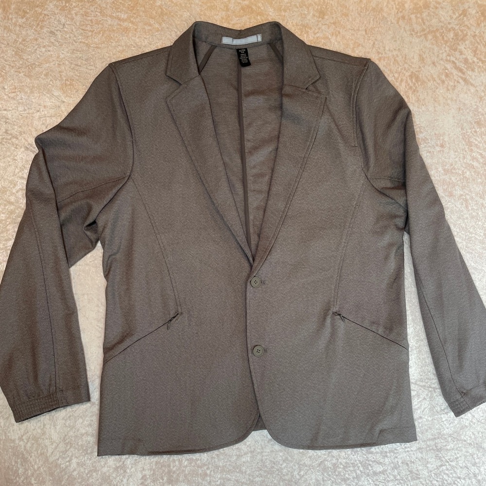 Kenneth Cole Blazer Women XL Grey Brown Excellent Two Button Zip Pocket Jacket